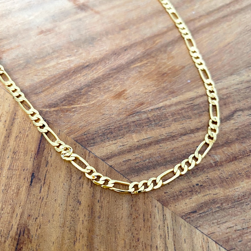 Minimal Figaro Chain Necklace 18”- 24K Gold Filled